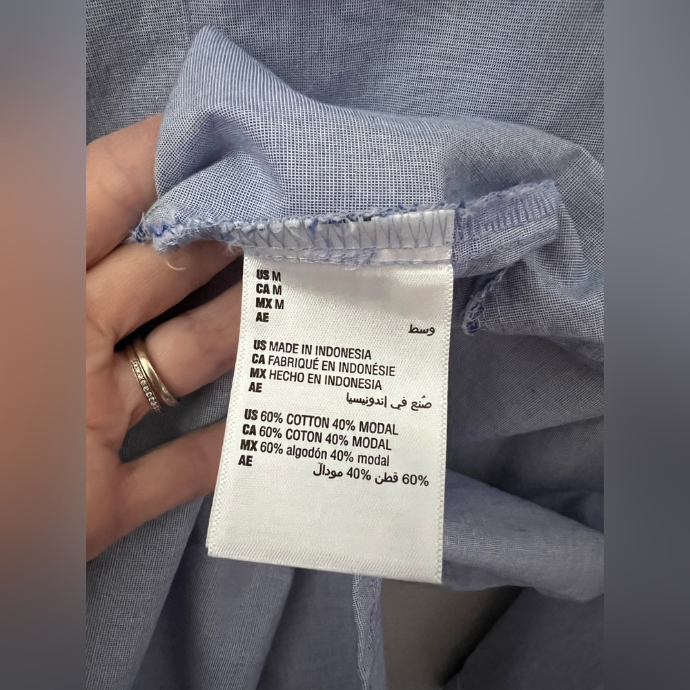 State of Day Women's Notch Collar Poplin Sleepshirt In Blue Size Medium New - Picture 7 of 7